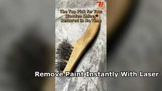 Video of a laser cleaning machine removing paint from wood